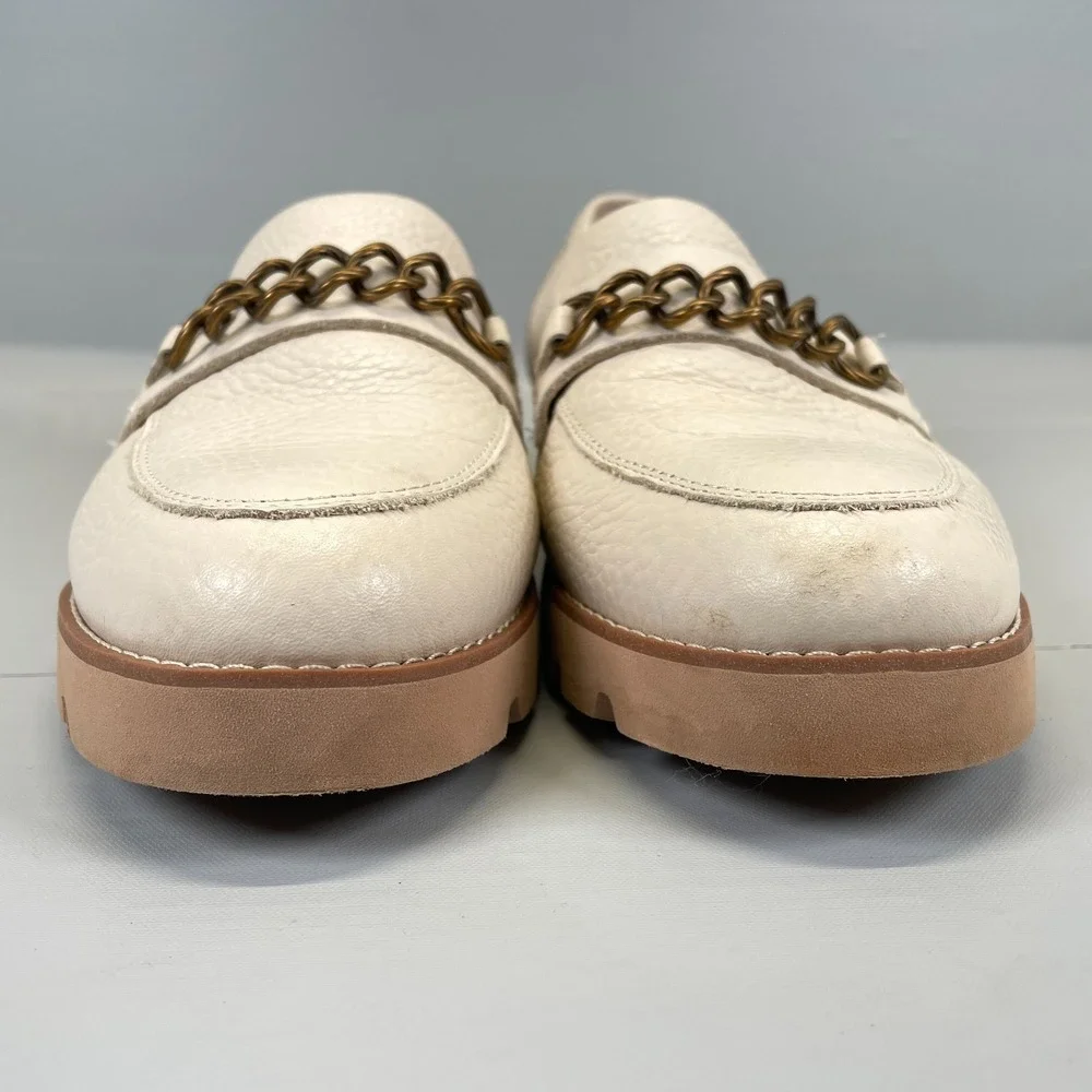 Vionic Emalyn Loafers Womens Size 9.5 Cream Beige Leather Lug Sole Comfort Shoes